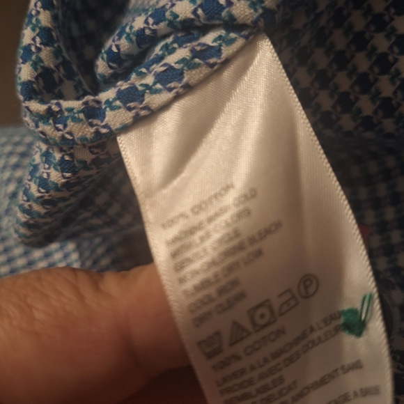 Tommy Bahama Navy and White Checkered Shirt. Size L. 100% Cotton - Picture 6 of 6